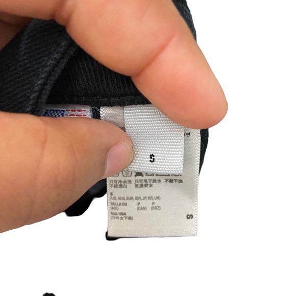 American Apparel Button Down Front Denim Jean Skirt Small Jet Black Retro Goth - Picture 6 of 7